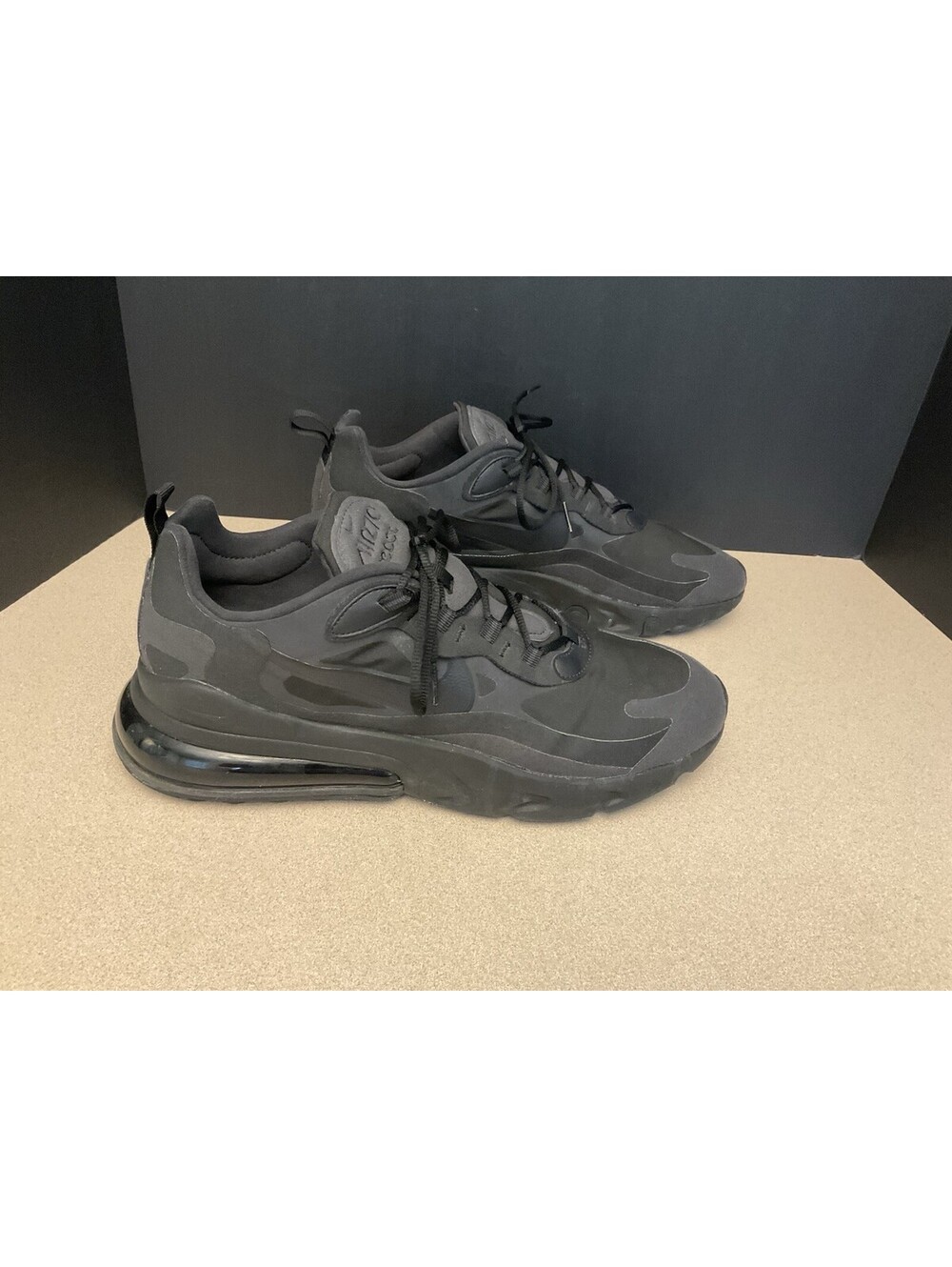 Mens Nike Air Max 270 React Triple Black Athletic Shoes. Size 12. Awesome Shoes!
